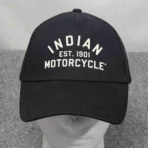 Indian Motorcycle Trucker Hat Black Strapback Logo Casual Riding Cap Bikercore
